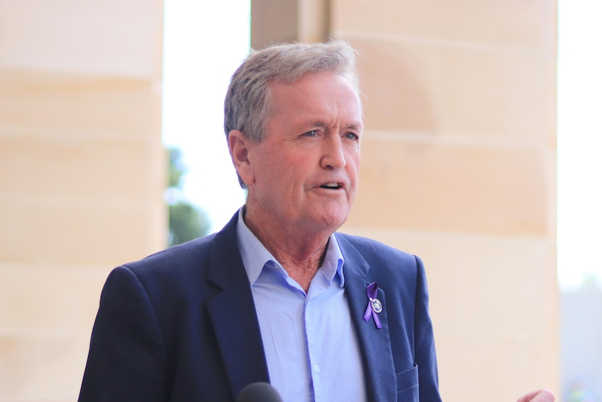 A close-up head and shoulders shot of WA Opposition Leader Shane Love speaking.