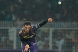 Mitchell Starc in action during IPL 2024