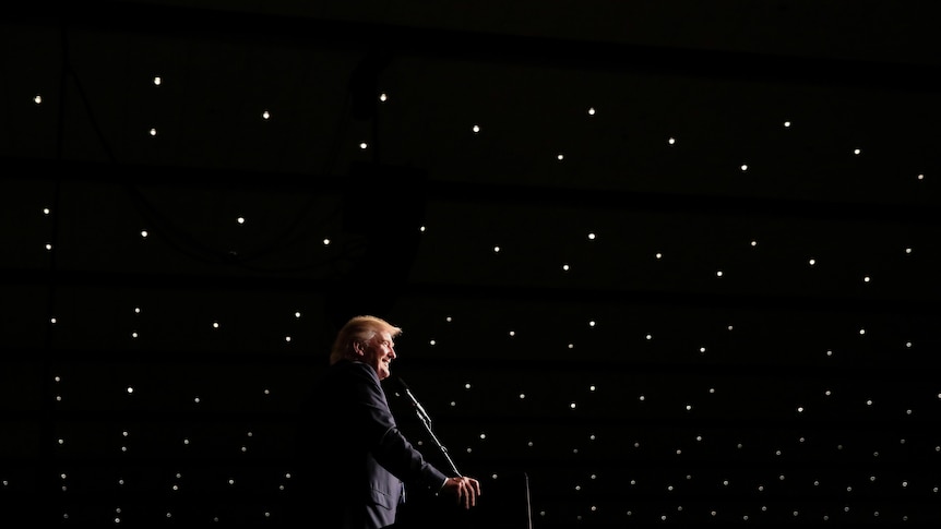 Republican presidential nominee Donald Trump speaks at a campaign rally in Cedar Rapids