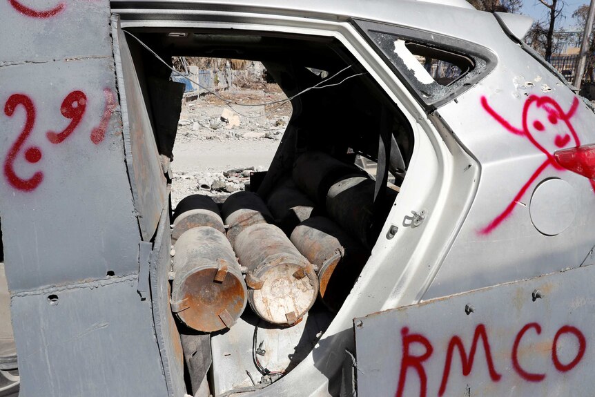 Bombs inside a vehicle used by the Islamic State militants.
