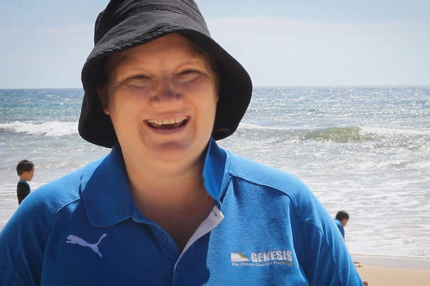 Close-up photo of teacher Belinda Waterford smiling on Rainbow Beach on Queensland's Fraser Coast.