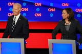 Joe Biden and Kamala Harris at the 2020 Democratic debate
