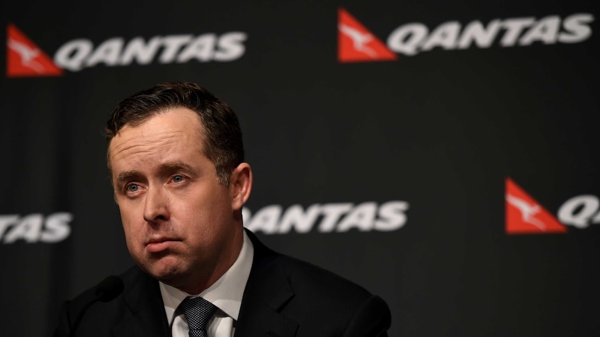 Qantas CEO Alan Joyce fronts the media to announce a $2.8b loss