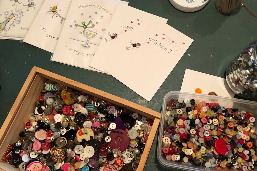 Handmade cards and buttons