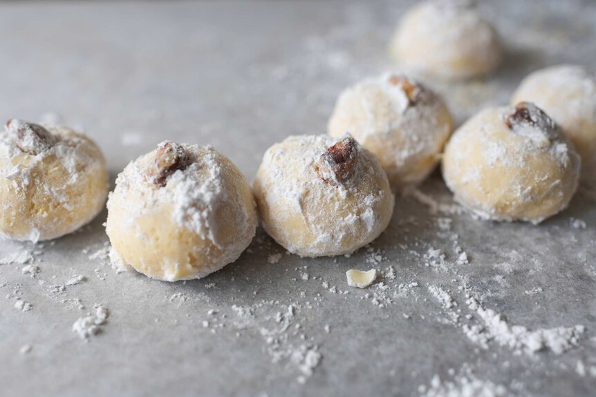 Almond and pistachio with rosewater shortbread made by Thalia Ho recipe on a plate