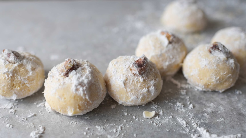 Almond and pistachio with rosewater shortbread made by Thalia Ho recipe on a plate