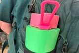  A drink bottle in a students' bag.