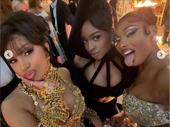 megan thee stallion takes a selfie with cardi b and normani at the met gala