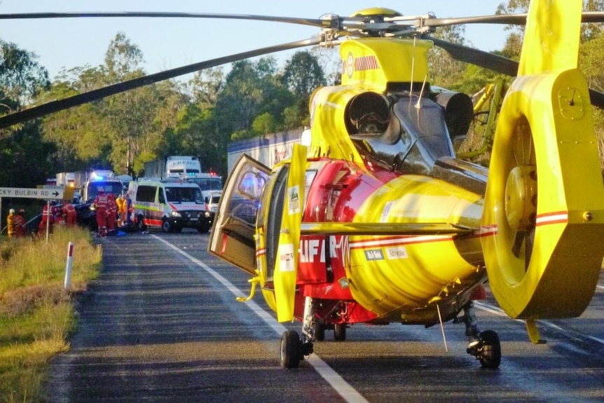 Rescue helicopter on Pacific Highway