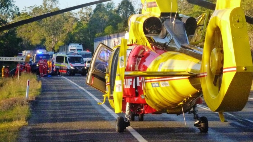 Rescue helicopter on Pacific Highway