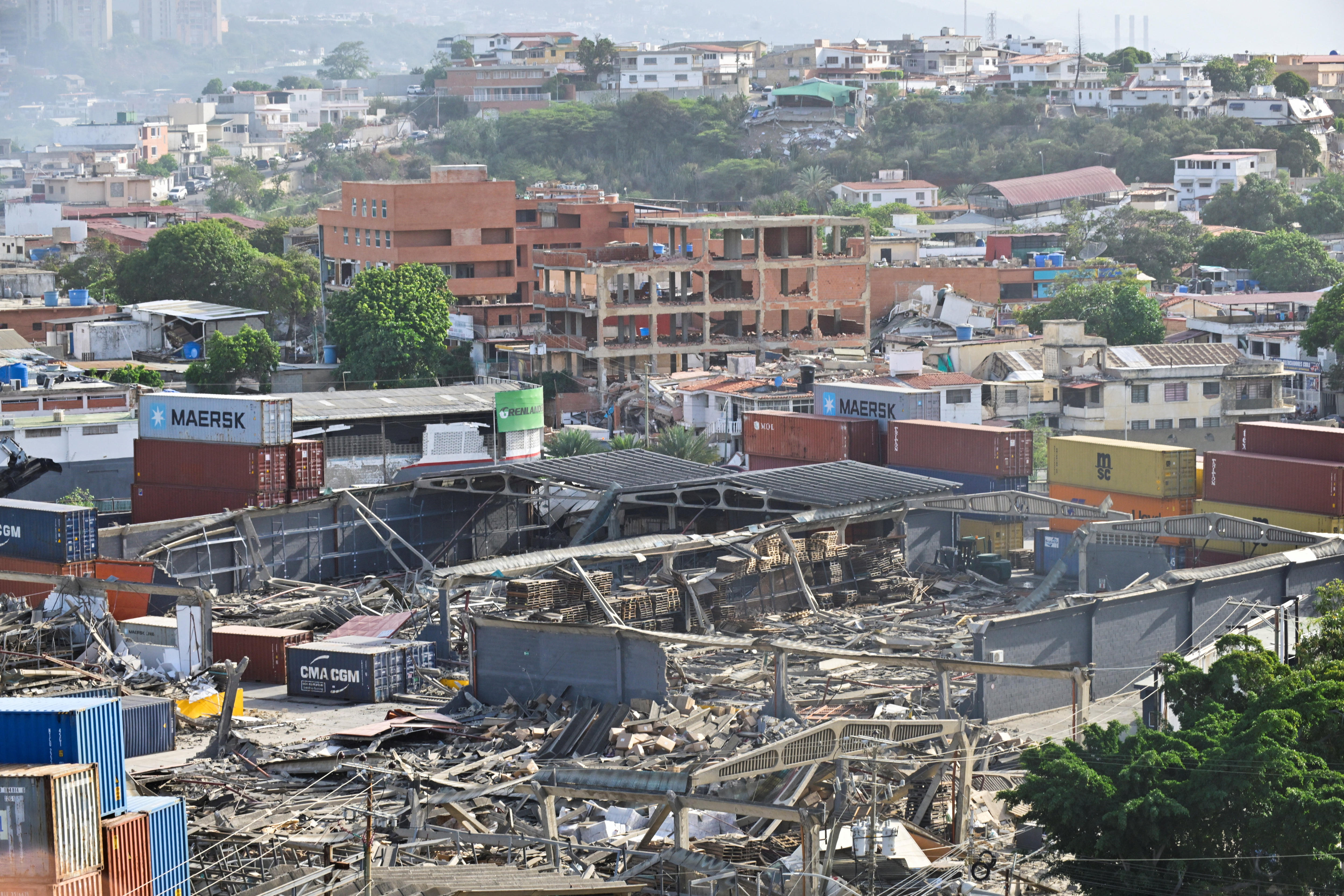 shattered buildings seen from an above angle 