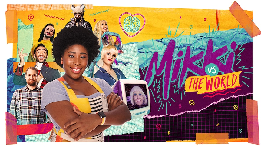 An bright ensemble cast with the show title Mikki vs The World