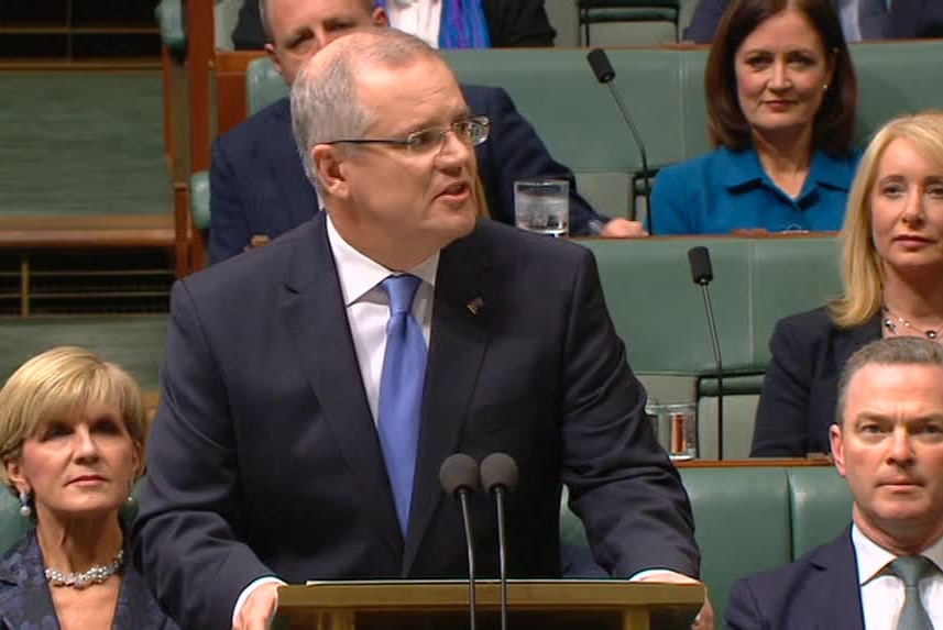 Federal Treasurer Scott Morrison delivering the 2016 budget.