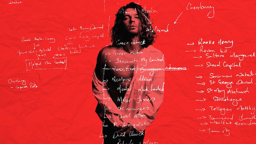 Rock star Michael Hutchence stares down the barrel of the camera