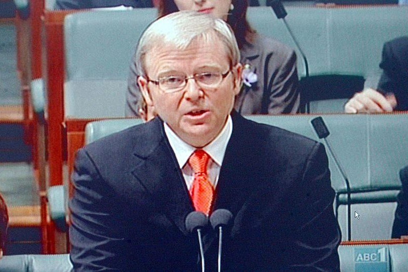 Australian Prime Minister Kevin Rudd speaks in Parliament