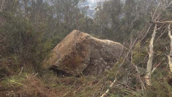 A 40-60 tonne boulder broke loose and rolled 150m down Mount Wellington.