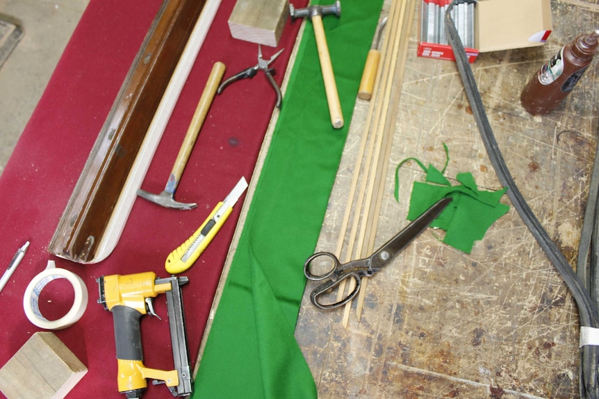 Some of the tools used in pool table making
