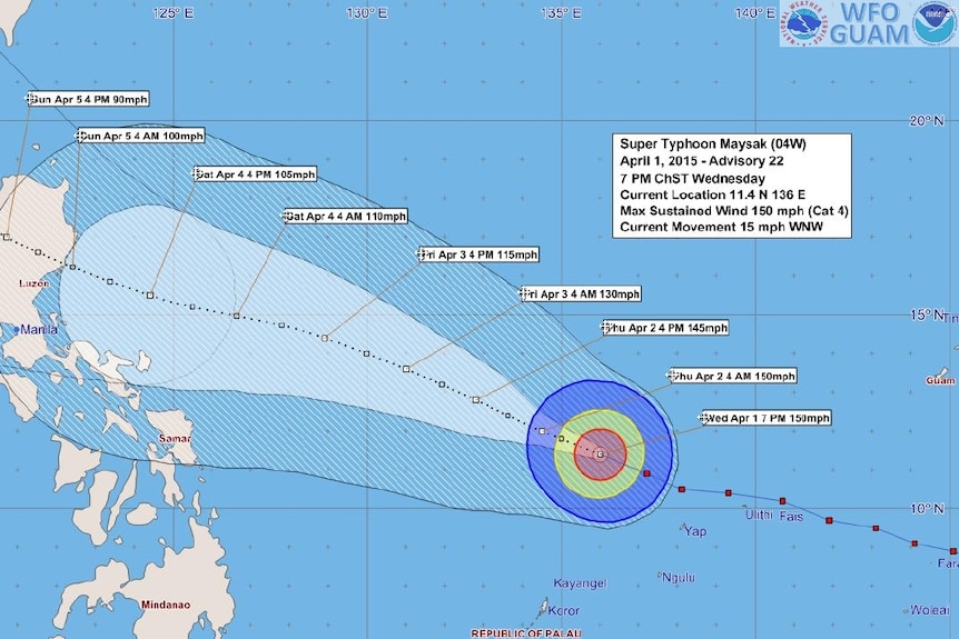 The path of Typhoon Maysak