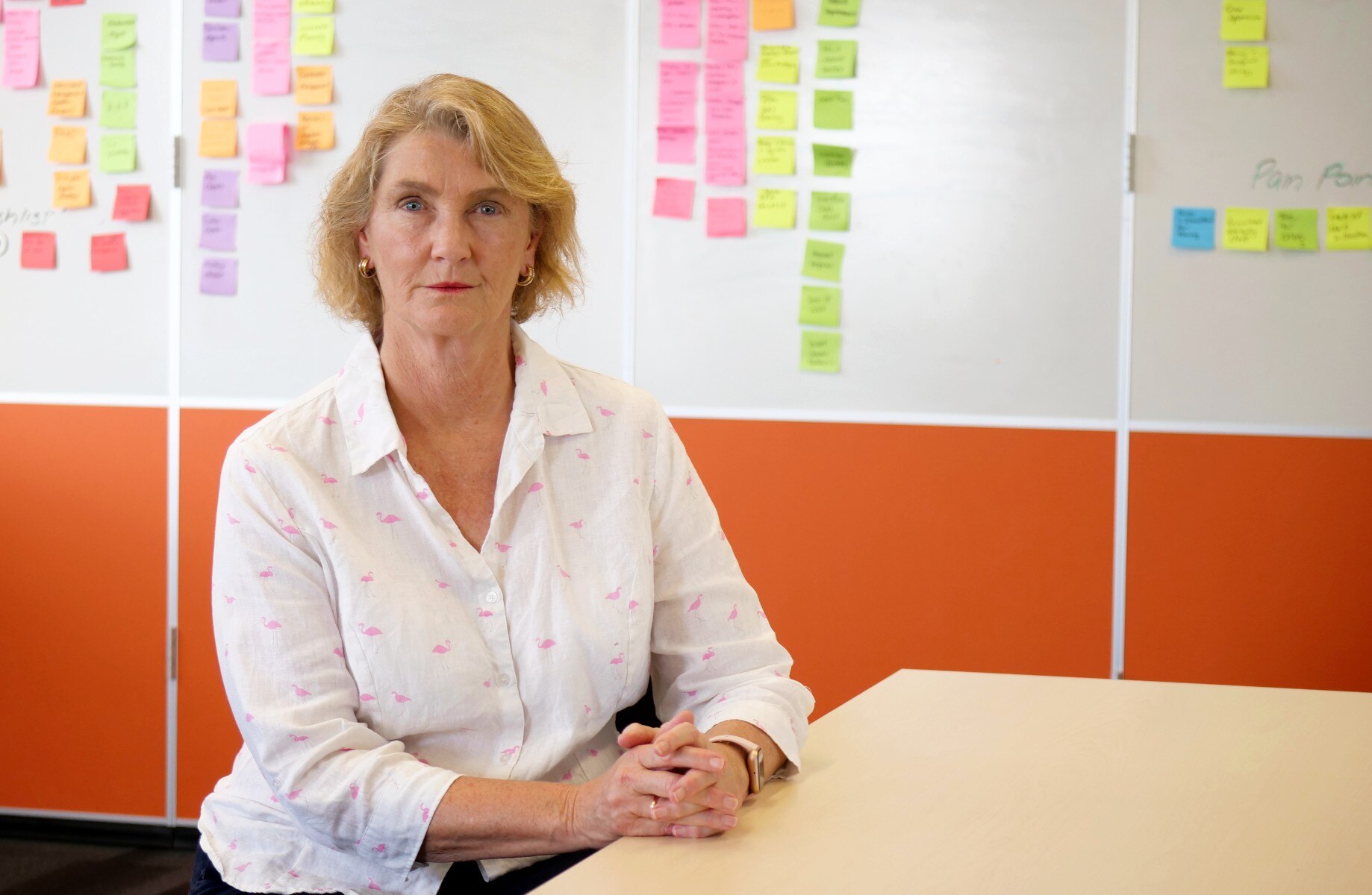 woman sitting at a table