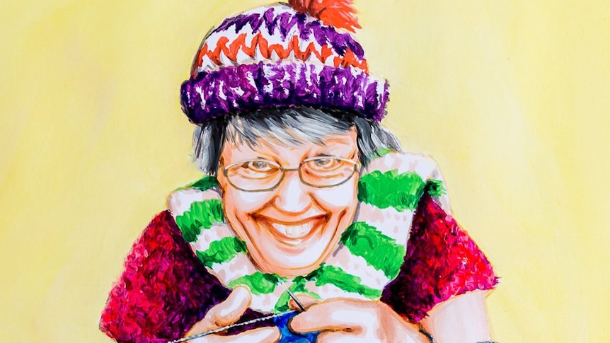 Grandma knitting.