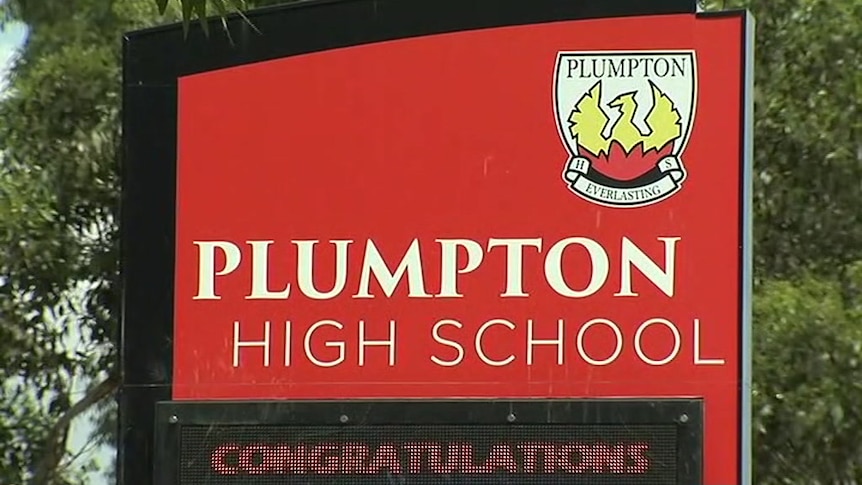 A high school sign