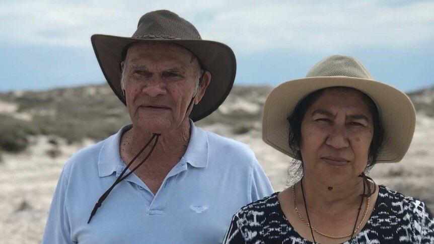Aboriginal elder Bob Dorey and Lock Hospital descendant Kathleen Musulin on Dorre Island