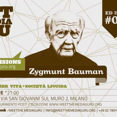 Graphic of a ticket to a talk given by Bauman in Milan, in 2013