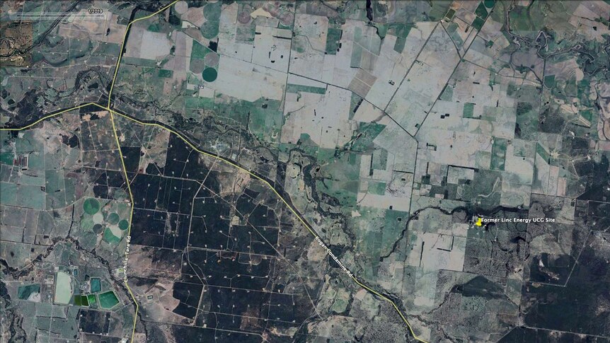 A December 2018 satellite image showing growth of CSG production in the region surrounding the contaminated former Linc site.