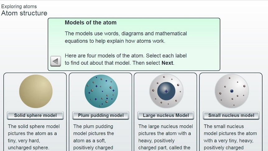 Screenshot of Exploring atoms: atom structure game