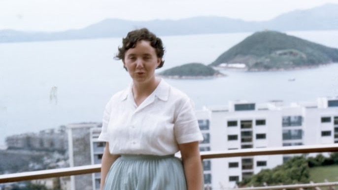 Jocelyn Chey poses for a photo on a balcony overlooking the coast, in this 1962 photo.