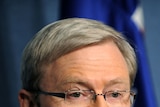 Head shot of Kevin Rudd speaking at OzCar presser on Friday, June 19, 2009.