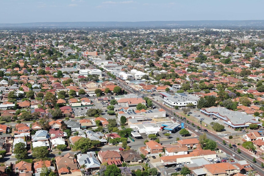 An aerial view of the inner city Perth suburb of Inglewood.