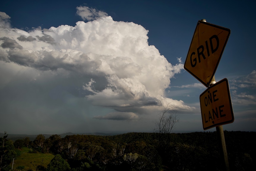 Storm clouds brewed over the Sunshine Coast hinterland this afternoon.