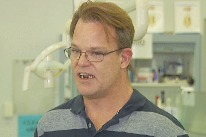 TV still of dental patient Chris Blick. Thurs June 12, 2014