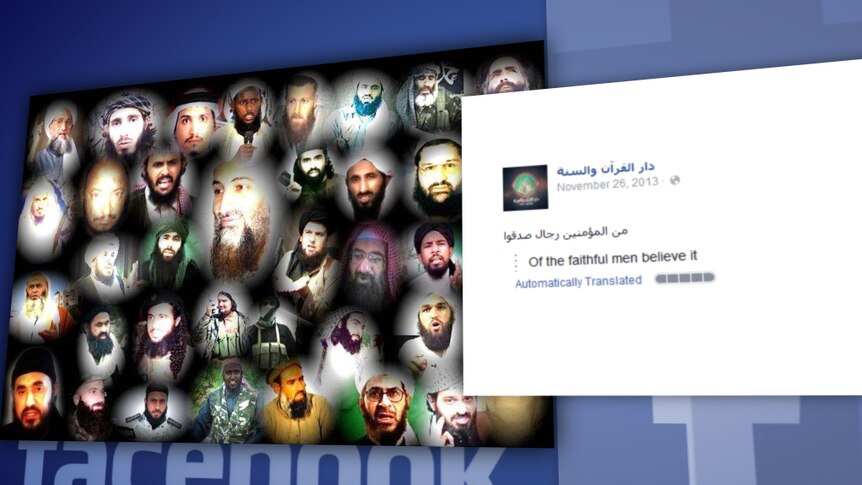 A post from the Arabic Facebook page of Dar al Quran wa Sunnah, showing Osama bin Laden.