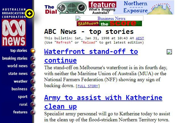 A retro-designed ABC News page.