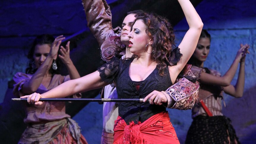 Scene from the opera Carmen performed by the Greek National Opera.
