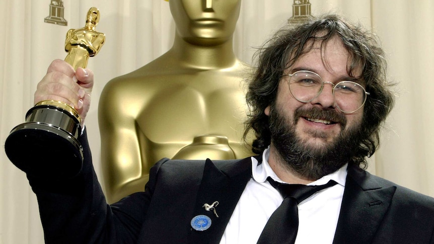 Lord Of The Rings director Peter Jackson with one of his many Oscars.