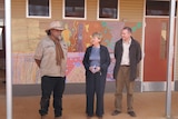 Amata community leader Lee Brady with federal Indigenous Affairs Minister Jenny Macklin and SA Minister for Aboriginal Affairs and Reconciliation Jay Weatherill.