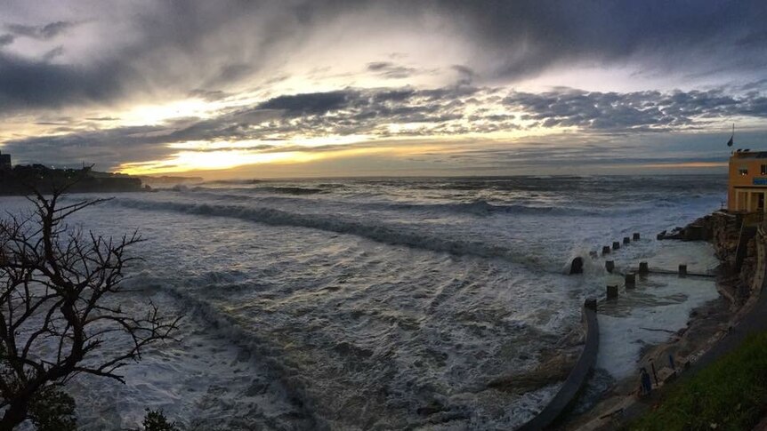 Coogee Beach this morning after the king tide and heavy rainfall last night.