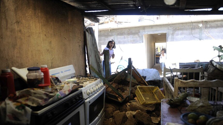 Quake damaged house in Guatemala