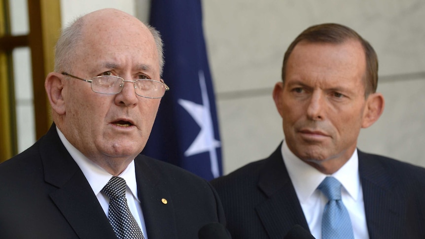 PM Tony Abbott with new Governor-General Peter Cosgrove