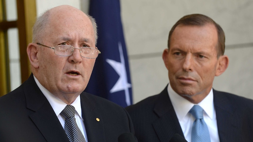 PM Tony Abbott with new Governor-General Peter Cosgrove