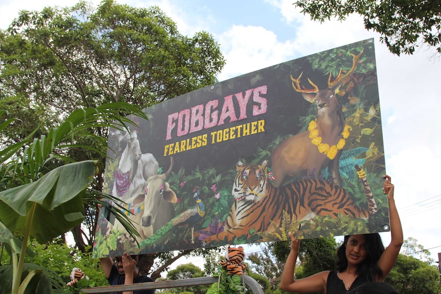 Giti Datt holds the Fobgays sign