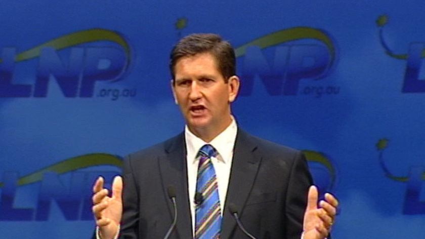 TV still of LNP Leader Lawrence Springborg at party's official Qld election launch in Brisbane.