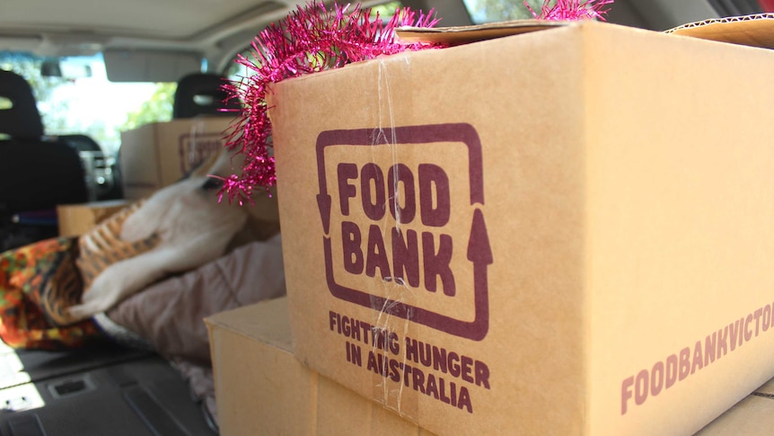 A box from the food relief charity Foodbank.