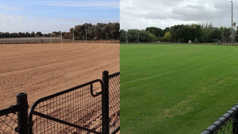 North Wangaratta Recreation Reserve during and after the remediation works
