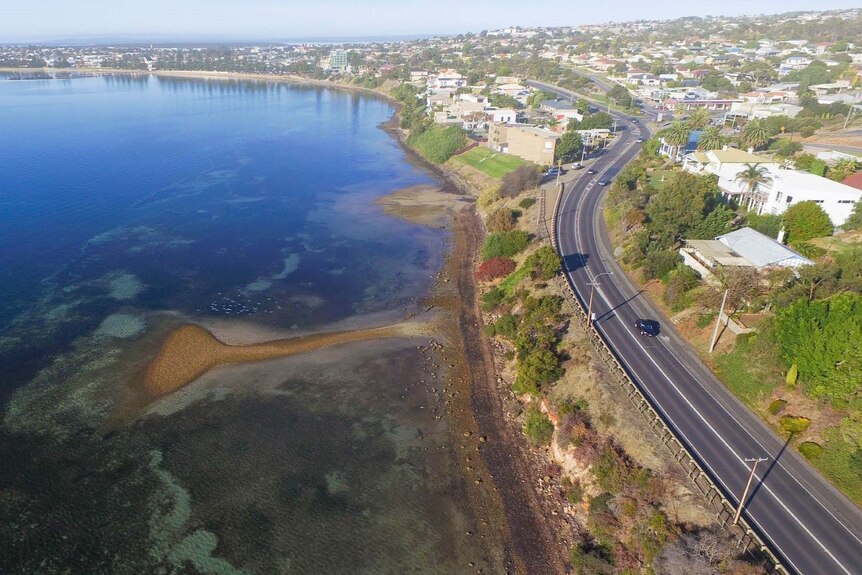A birdseye view of the water at the foreshore of Port Lincoln city.