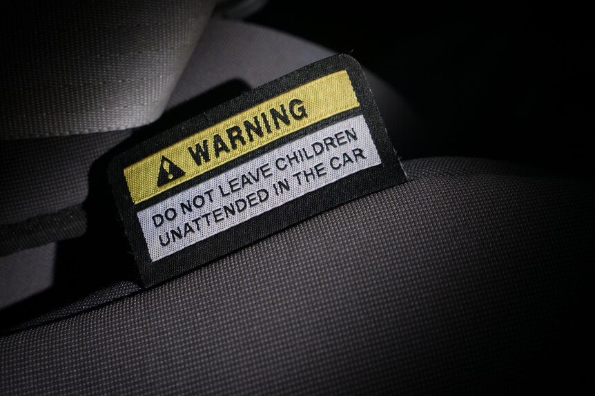 Child carseat label in vehicle 