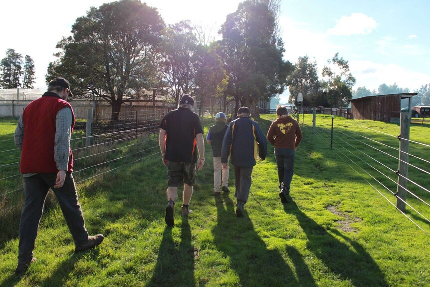 The students and supervisors heading back from the paddock on the Jordan River school farm
